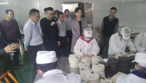 桑植縣縣長趙云海陪同雨花區區長劉素月視察湘豐桑植白茶